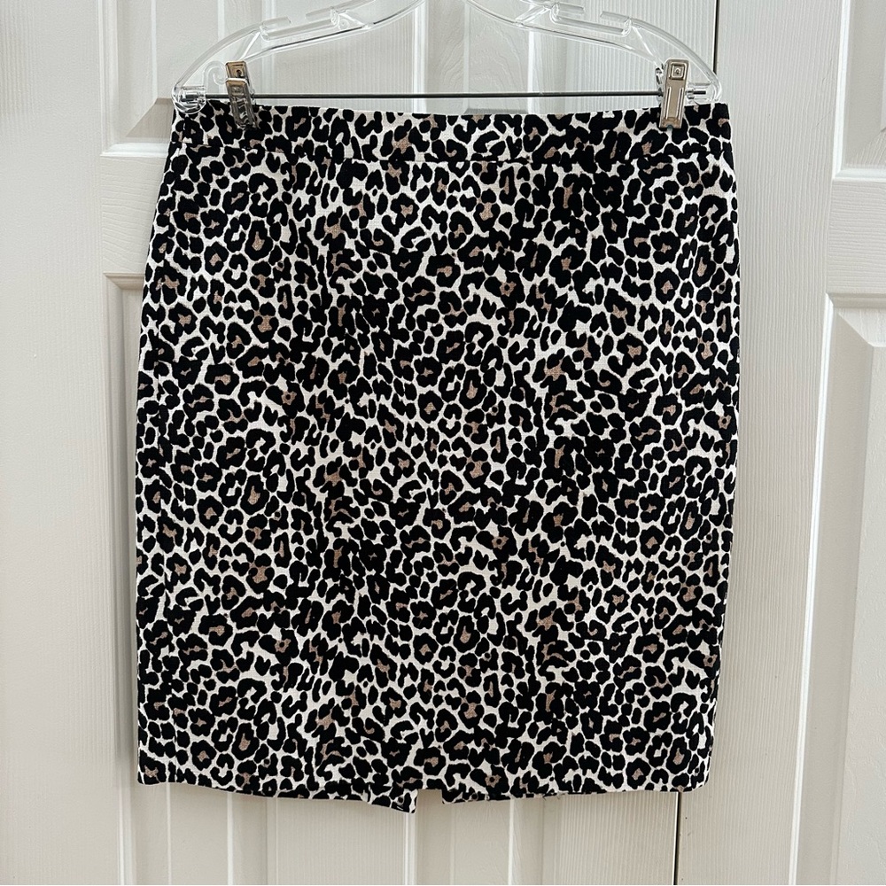J. Crew The Pencil Skirt Leopard Print Skirt 10